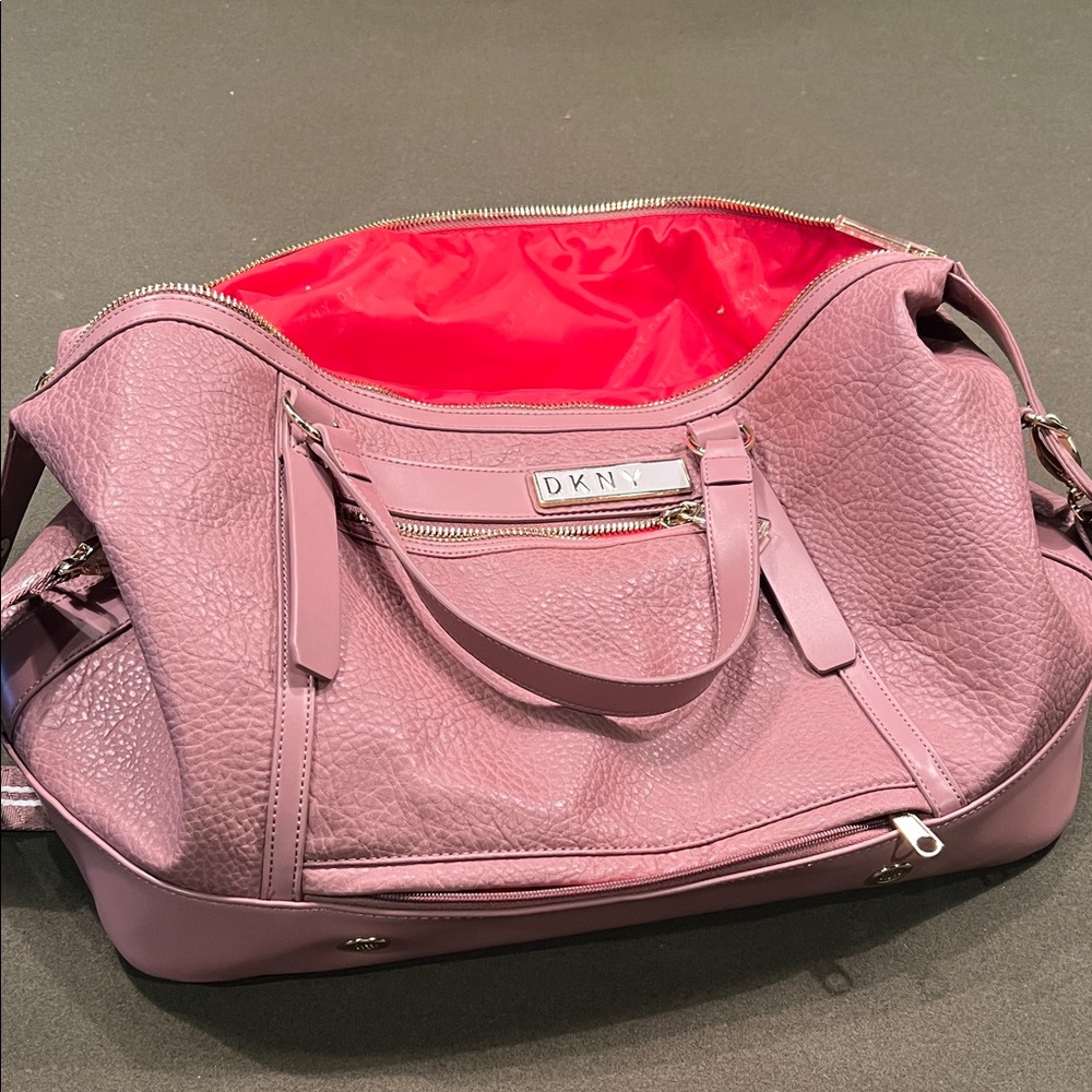 DKNY Mauve Tote with Bold Red Lining